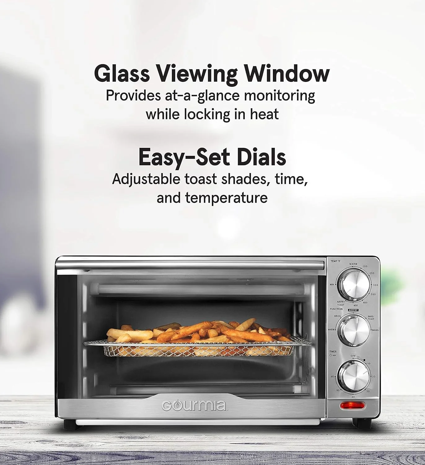 Gourmia Oven Air Fryer Combo with 17 Cooking Presets 24L Capacity Convection Rack