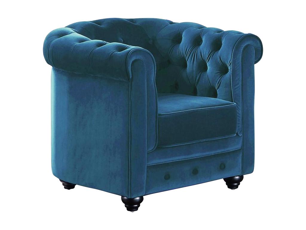 Conjunto de 2 sillones de terciopelo CHESTERFIELD - Verde azulado