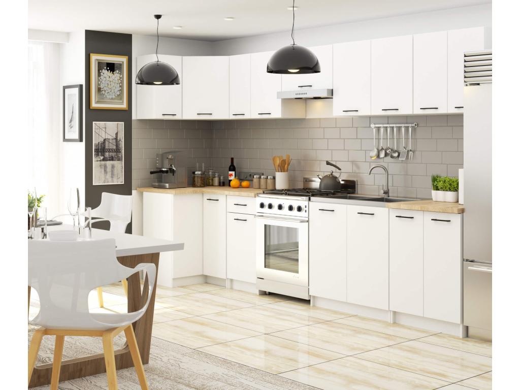 Armario de cocina S80 con encimera sistema Homelyvo Blanco 80 cm 3 cajones color Blanco mate 80x46x85 cm