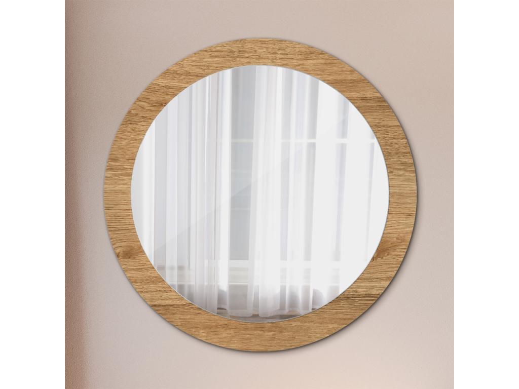 Espejo redondo decorativo - Estructura de madera - 80 cm