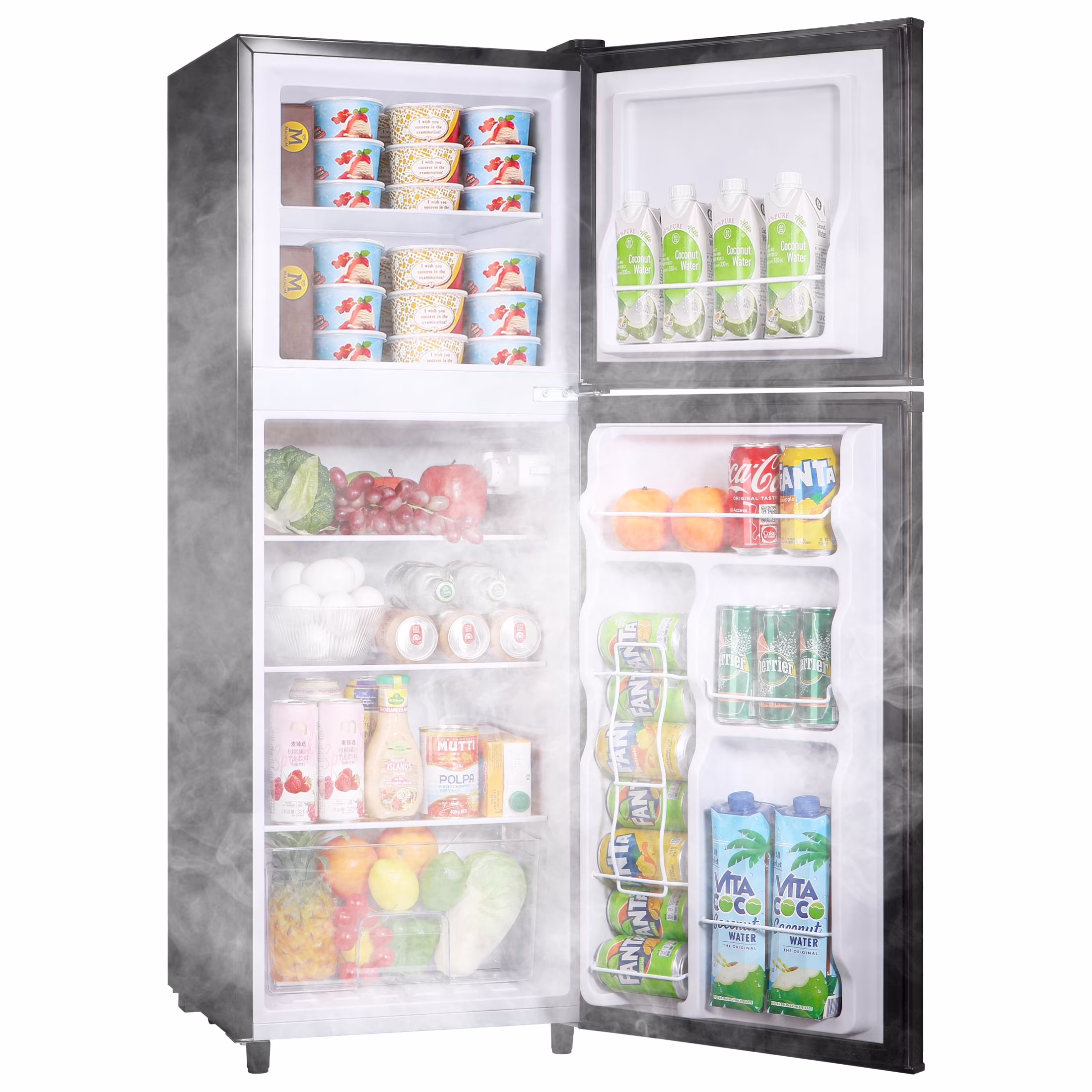 4.5 Cu. ft. Compact Refrigerator 2 Door with Freezer,5 Adjustable Thermostat & 4 Removable Glass Shelves - Image 4