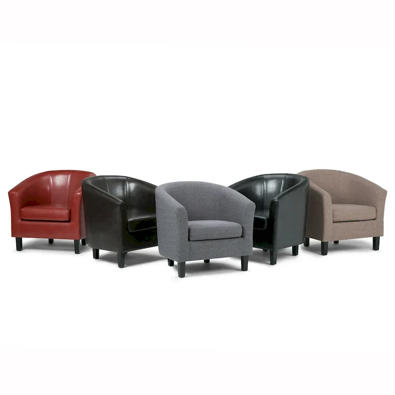 Modern Tub Accent Chair with Upholstered Seat and Wooden Legs