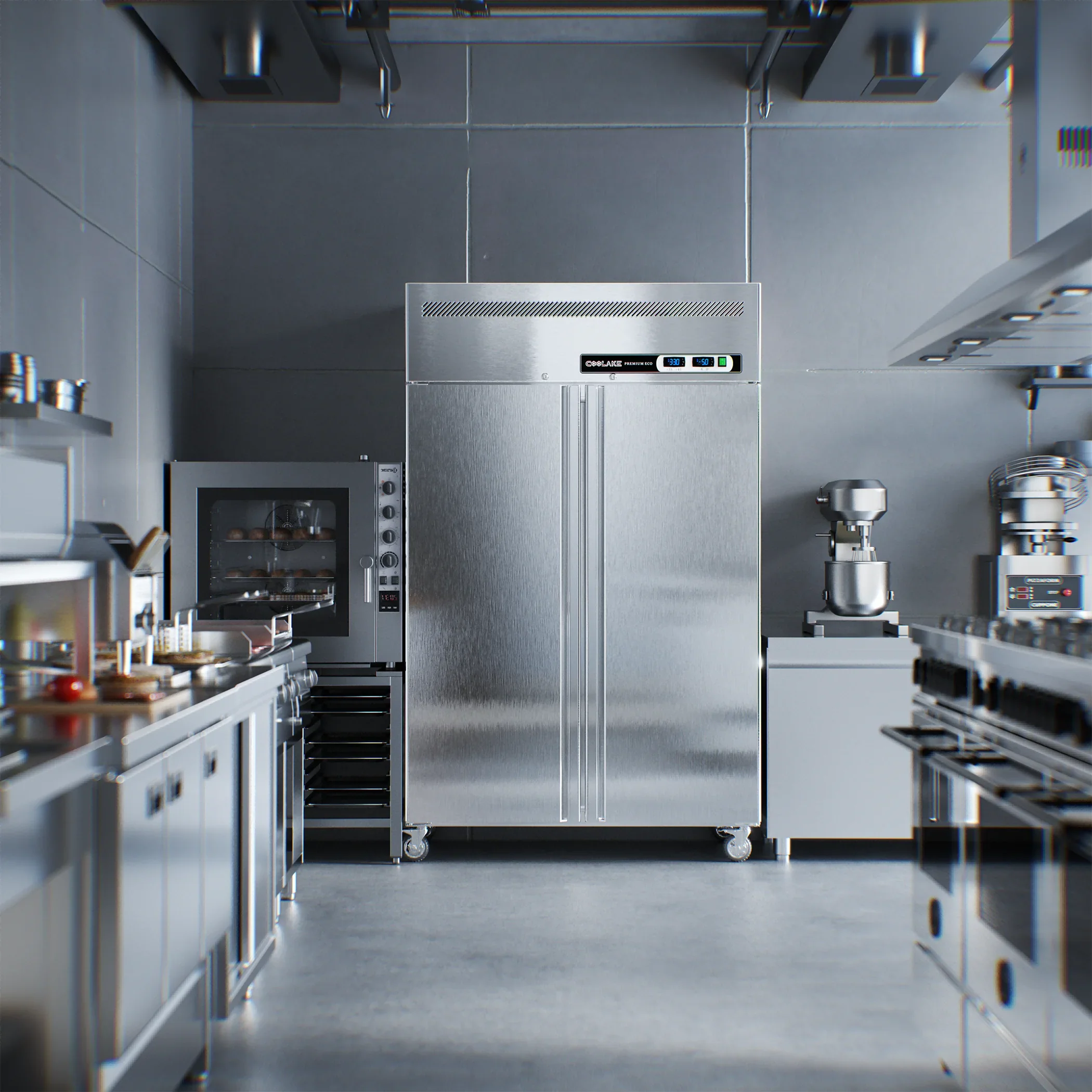 Coolake Commercial Refrigerator and Freezer Combo, 48" W Dual Temperature Zones, 36 Cu.ft 2 Door