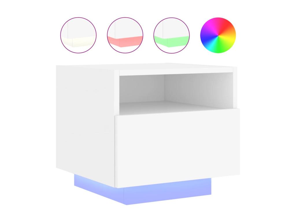 Prolenta Premium - Mesita de noche con luces LED Tucasago 40x39x37 cm