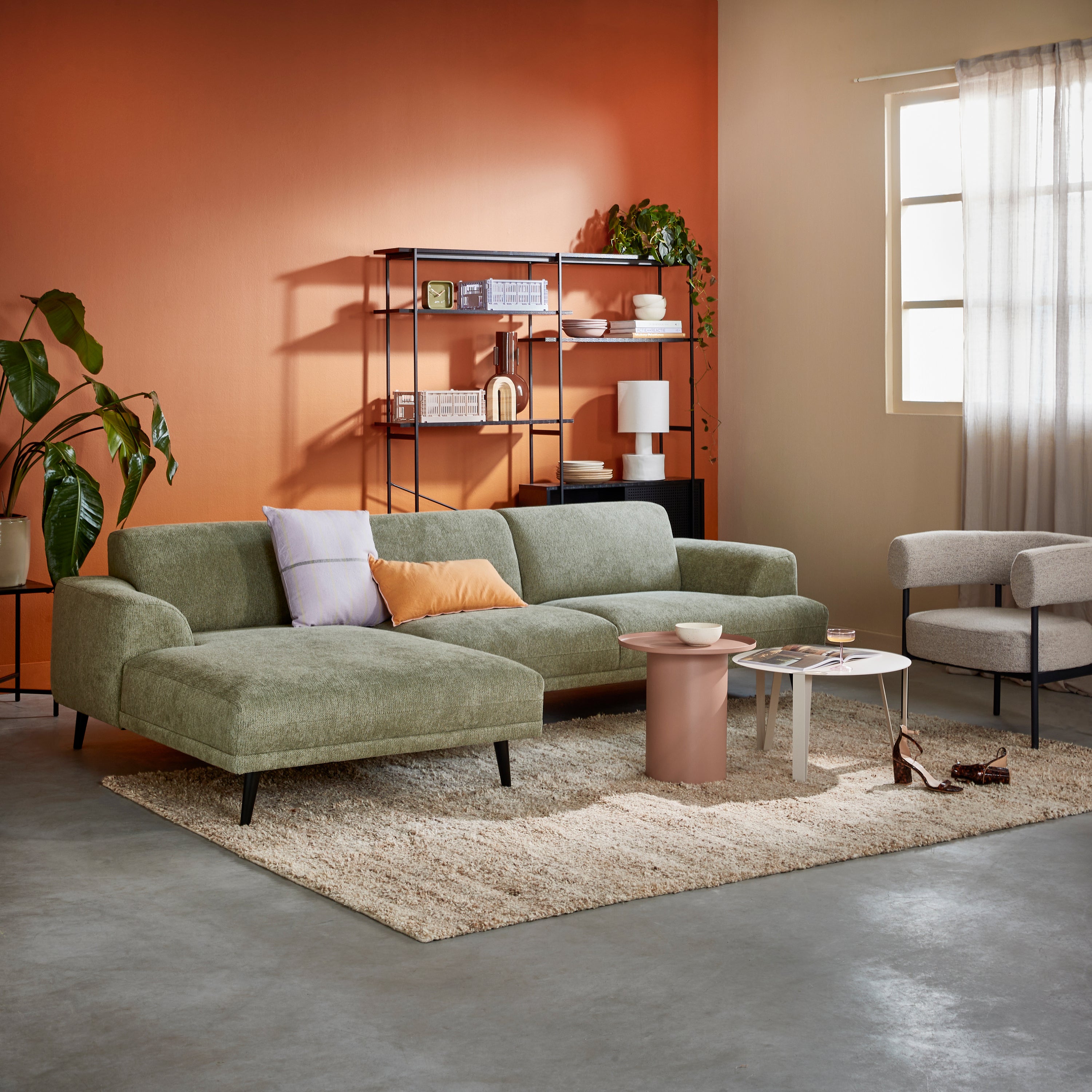 by fonQ Flair Hoekbank met Chaise Longue Links - Groen