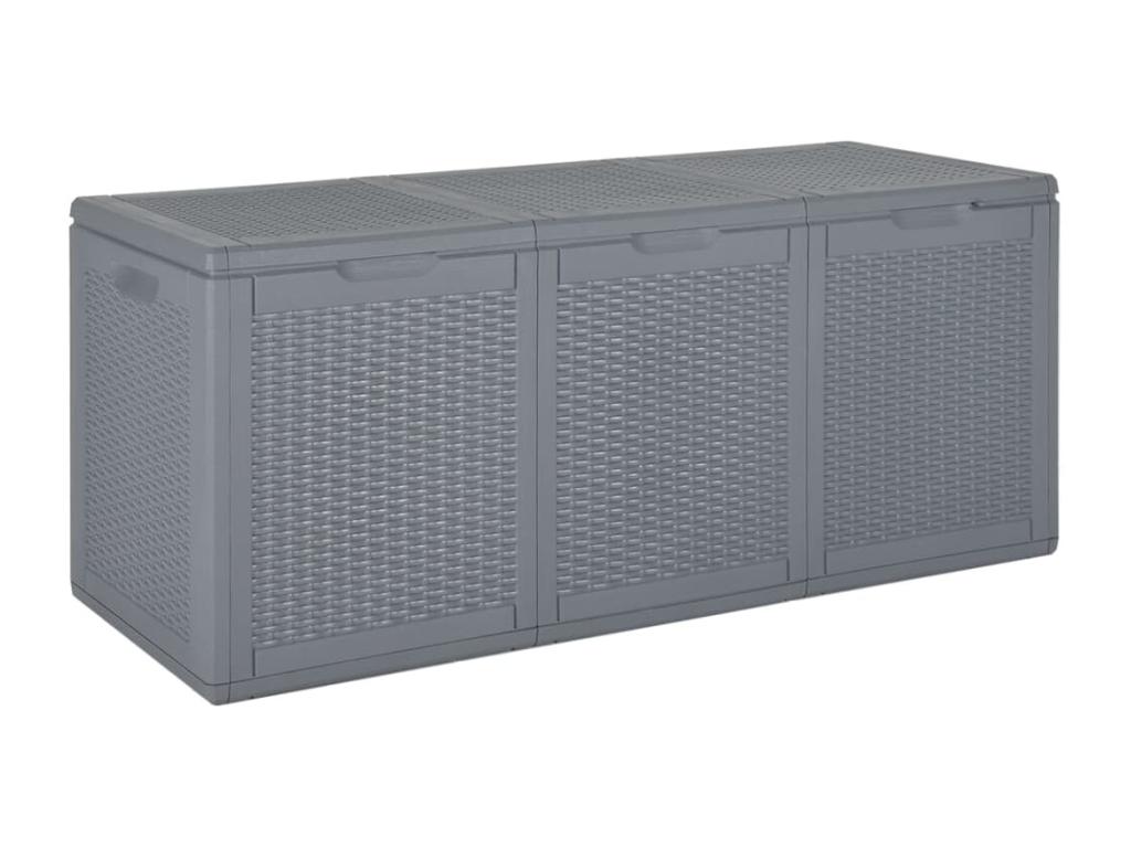 Caja de almacenamiento de jardín de ratán PP gris 270 L