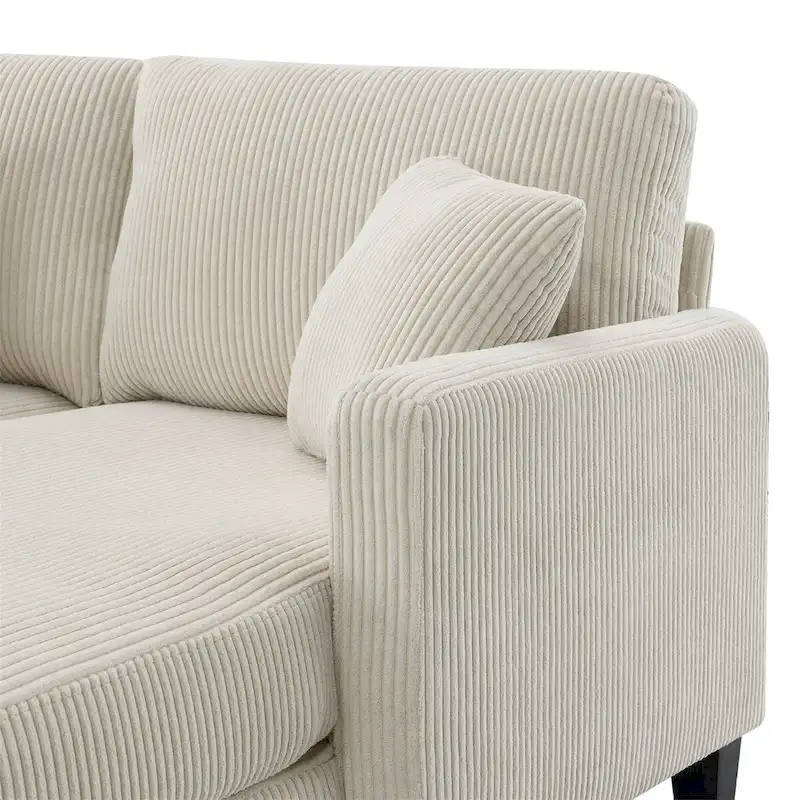 Contemporary L-Shaped Corduroy Sofa with Reversible Chaise from Harper & Bright Designs