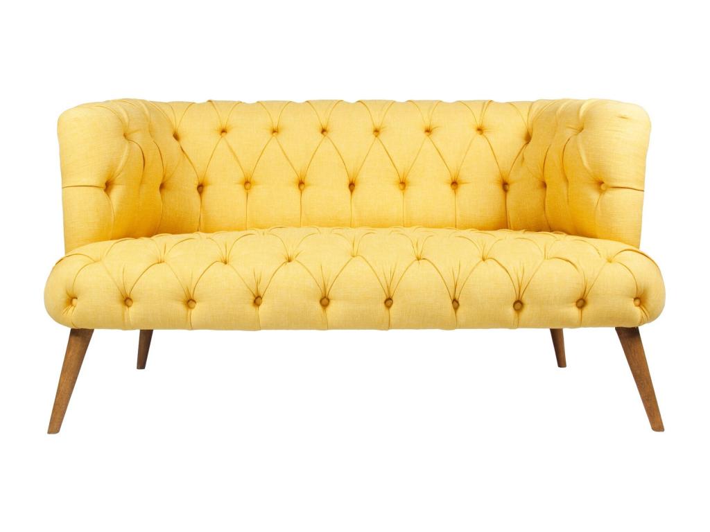 Sofá chesterfield Altadena 249, Amarillo, 140x75x76cm, Tapiz, Patas: Madera