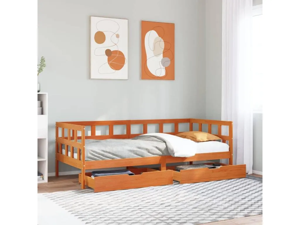 Sofá cama con cajones Casabellaes maciza Casabellaes marrón cera 90x190 cm MUUE19199