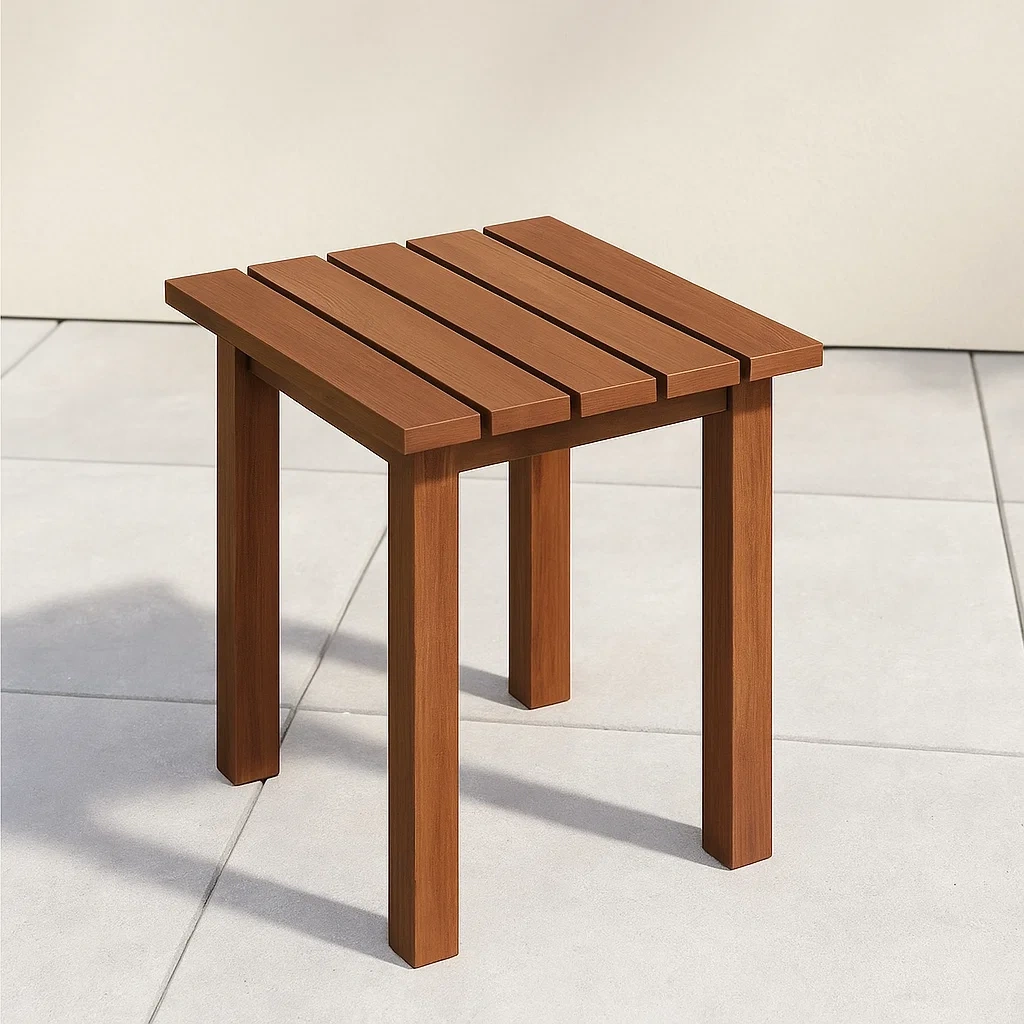 Mesa auxiliar de exterior,marrón,madera,jardín,45x45x43 cm