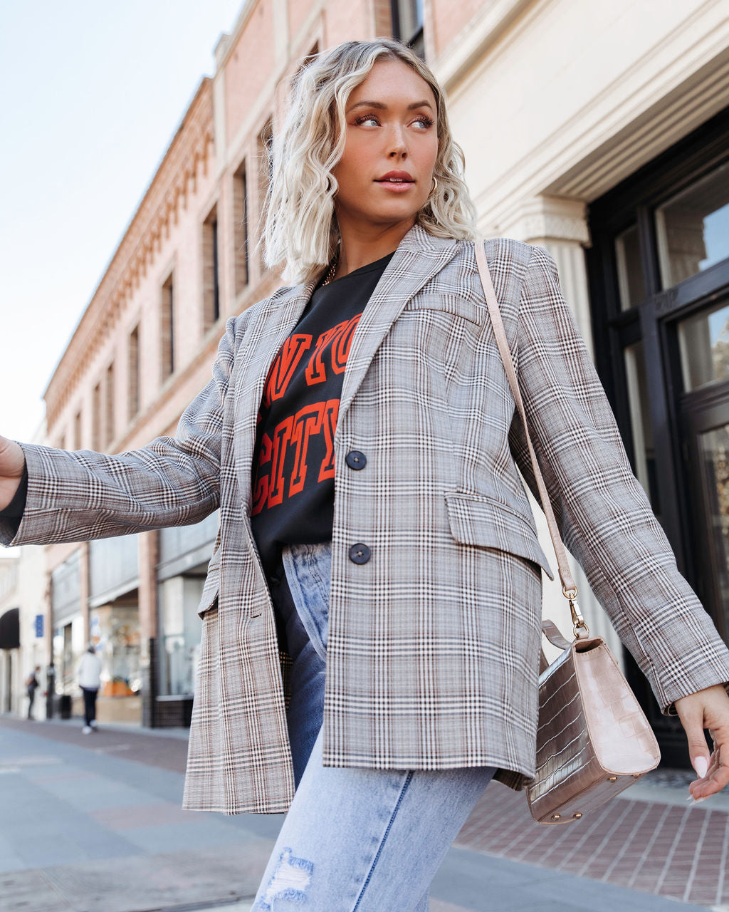 Always The One Plaid Pocketed Blazer - Se7enfashion