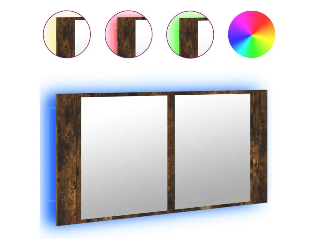 Armario espejo de baño LED acrílico Alkihogares ahumado 90x12x45 cm