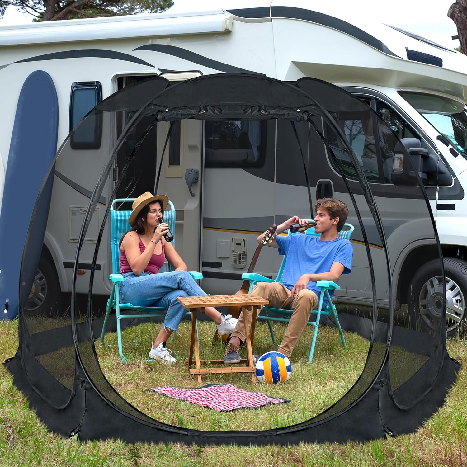 Screen gazebo sleeps 6-10-15 people Igloo-style canopy tent mosquito net on the sides Perfect