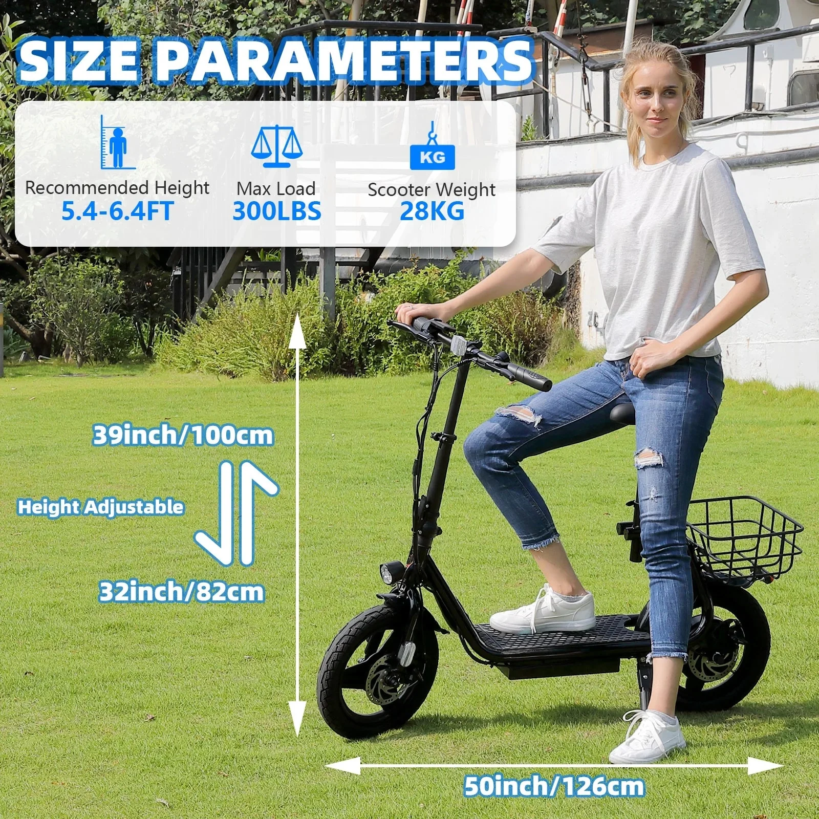 SANOPY Electric Scooter With Seat for Adults, 350W, 15 Miles, 20 Mph, 36V 5.2Ah, 14 inch Tire - Black - Image 8 SANOPY Electric Scooter With Seat for Adults, 350W, 15 Miles, 20 Mph, 36V 5.2Ah, 14 inch Tire - Black - Image 8