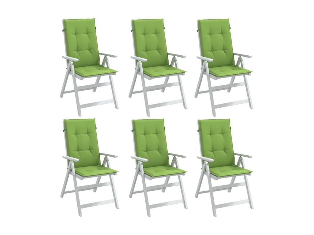Cojines silla respaldo alto 6 uds tela verde melange 120x50x4cm