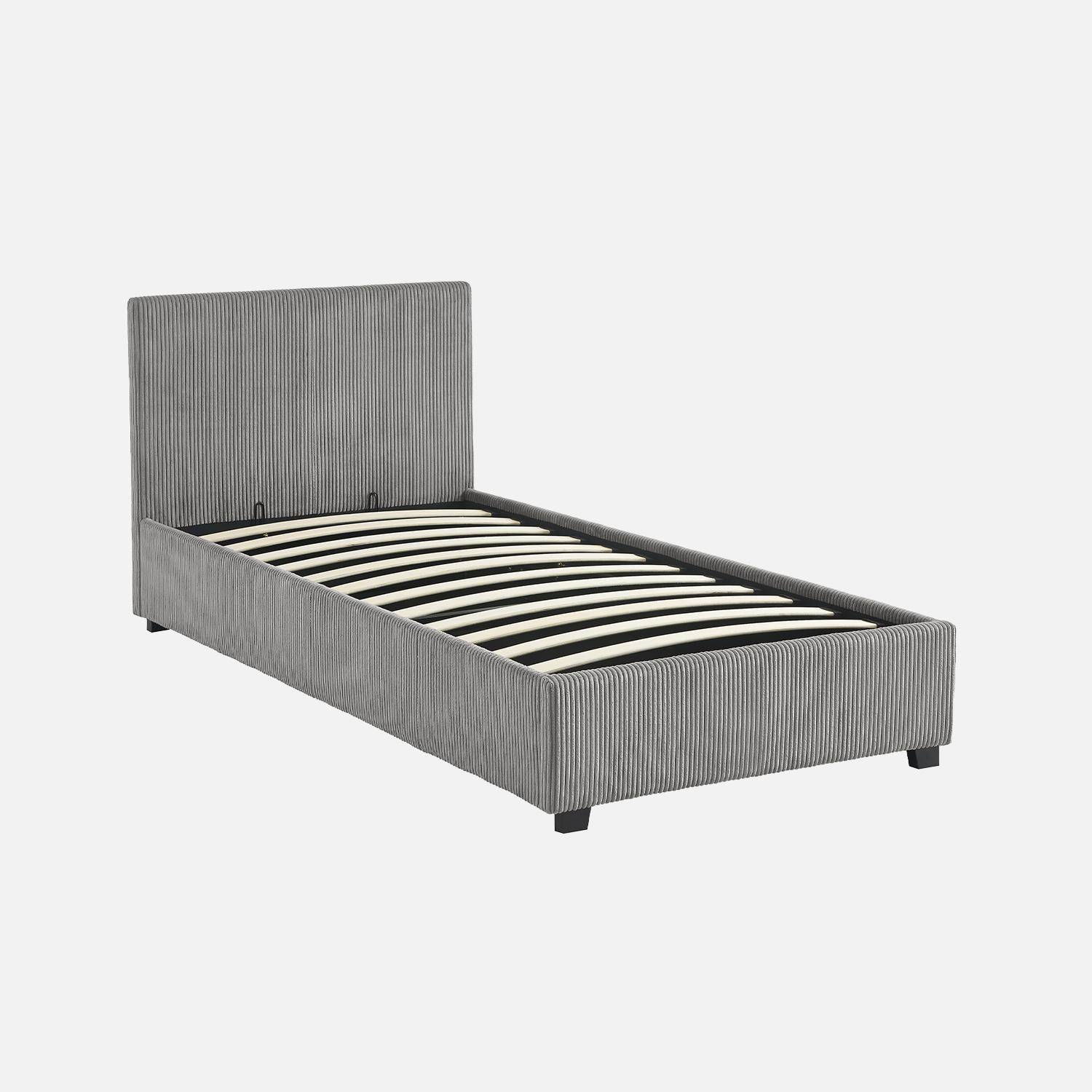 Avalon - Cama con somier abatible y cabecero 90x190cm, acabado en pana fina