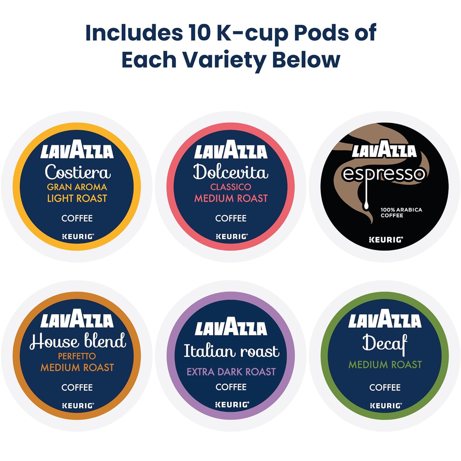 Lavazza Coffee Variety Pack. Keurig Single-Serve K-Cup Pods. 60 Count