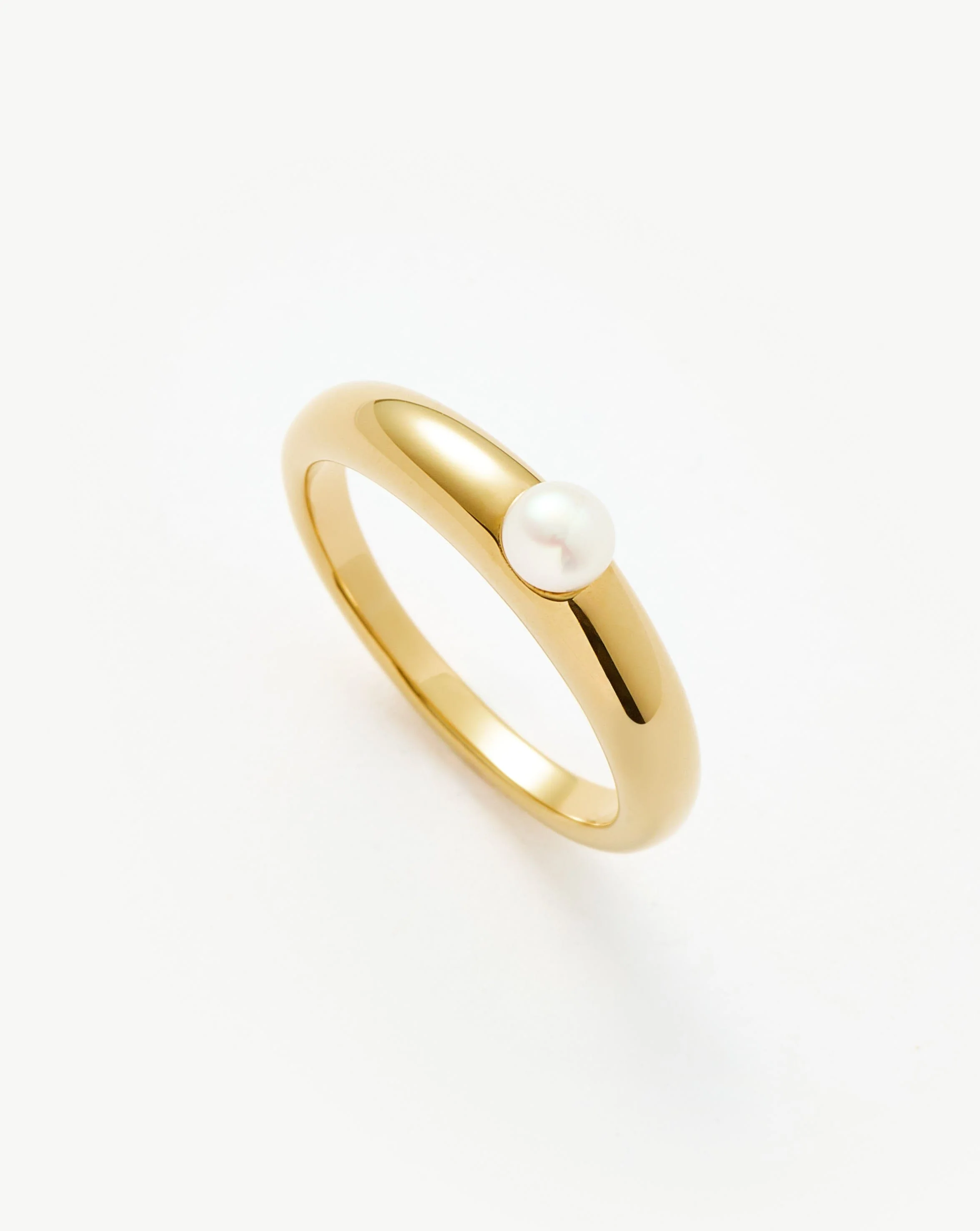 Button Pearl Classic Stacking Ring | 18ct Gold Vermeil/Pearl
