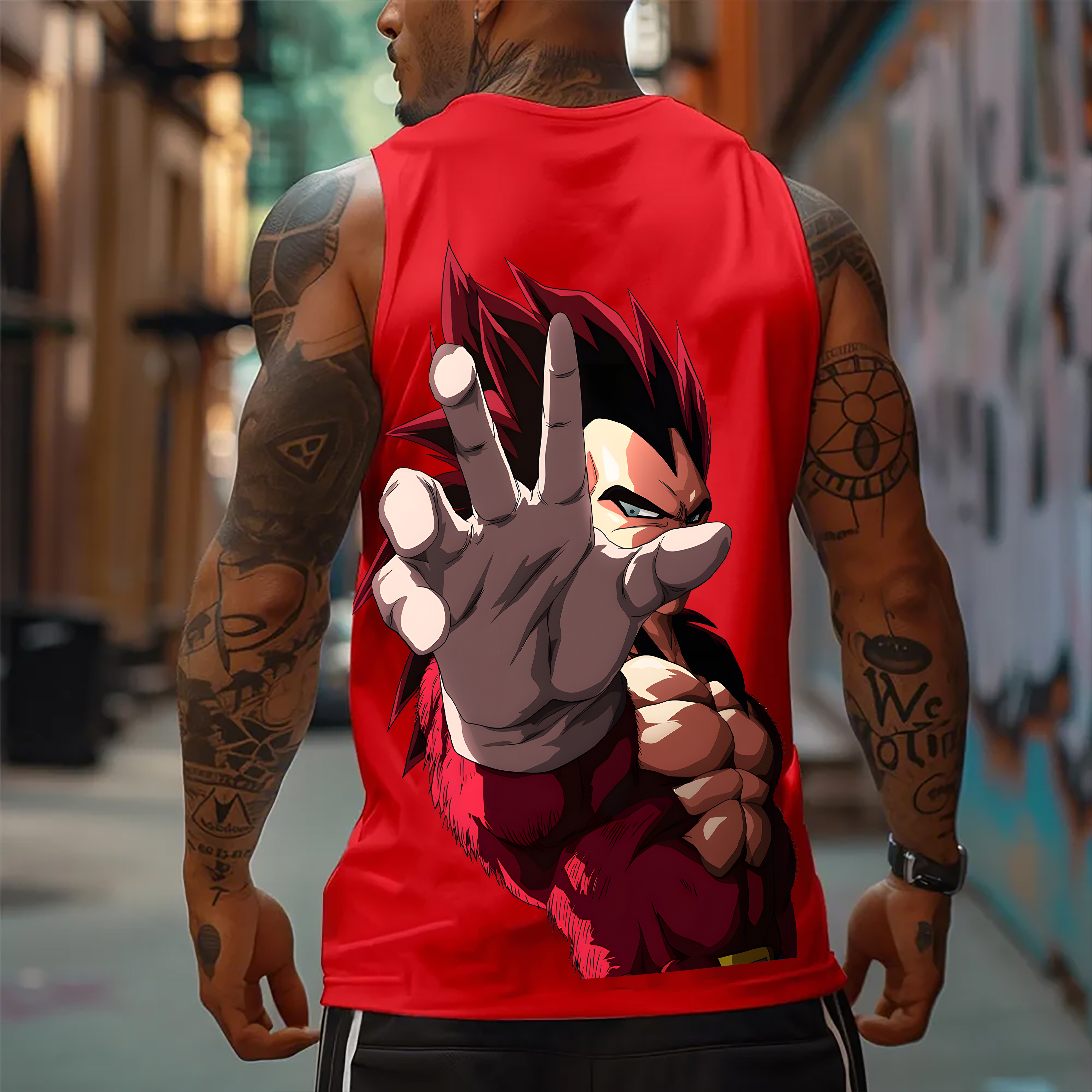 Oversized Anime Print Gym Tank Top丨Comicssoul