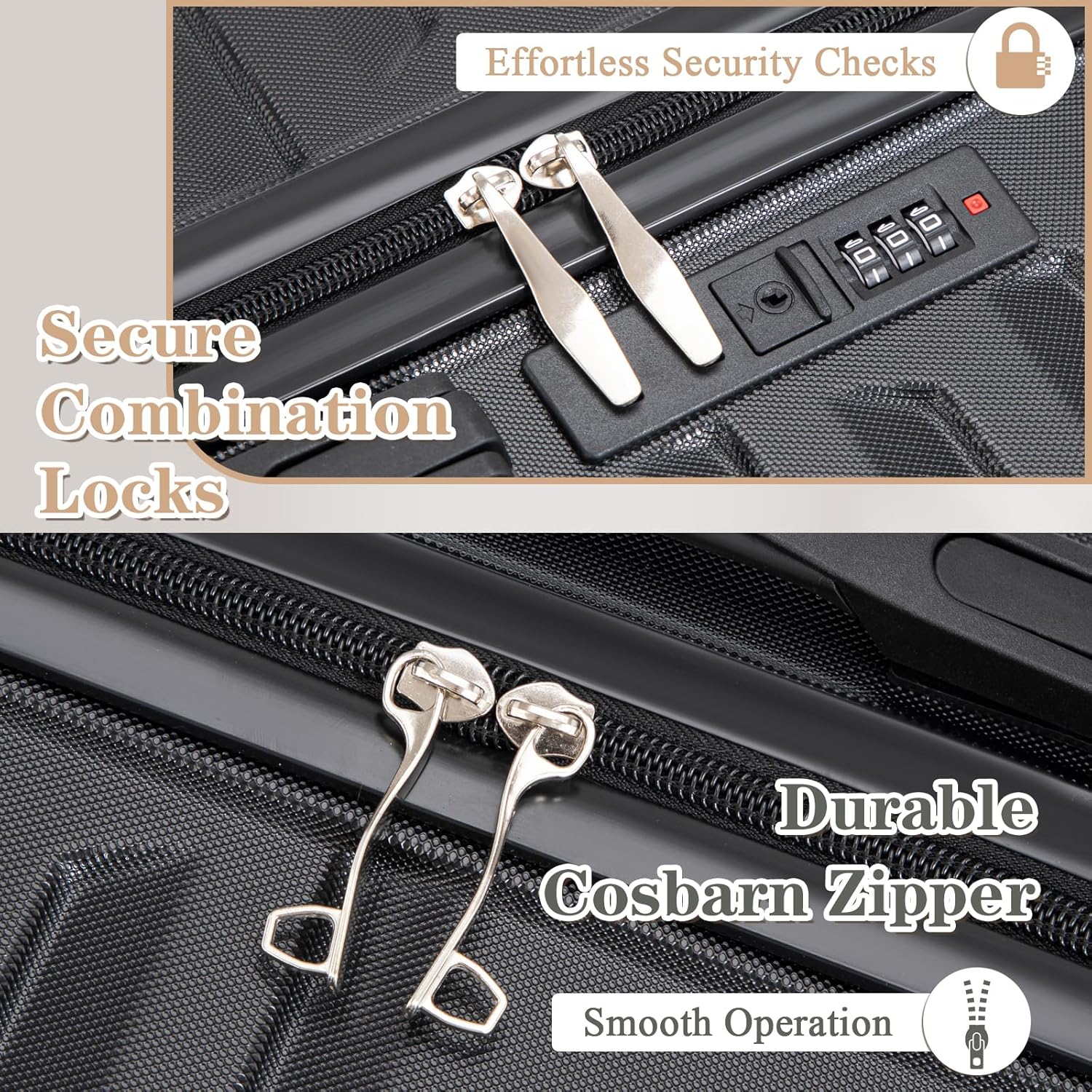 5-piece luggage set with wheels, ABS hardshell suitcase with spinner wheels