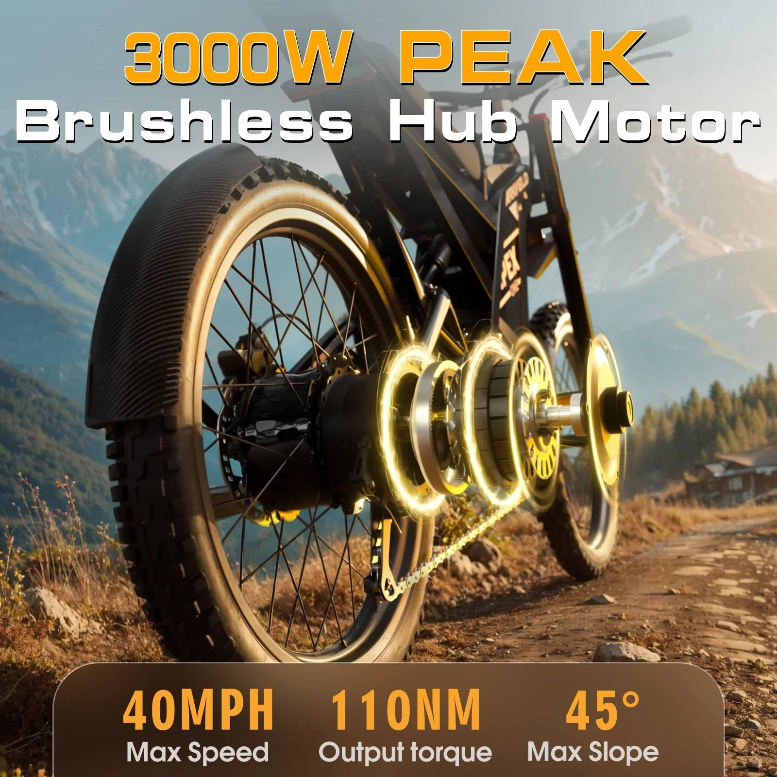 Arkveld Adult Electric Fat Tire Bike, 3000W, 40 MPH, 80 Miles, 25 inch, White - APEX1 - Image 3 Arkveld Adult Electric Fat Tire Bike, 3000W, 40 MPH, 80 Miles, 25 inch, White - APEX1 - Image 3