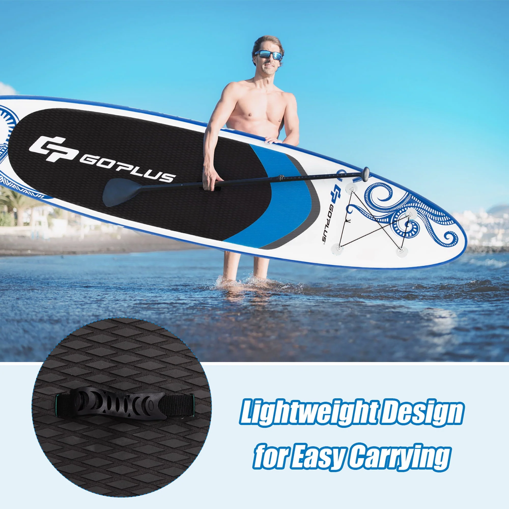 Goplus 10.5-?Inflatable Stand Up Paddle Board 6" Thick SUP W/Carrying Bag Aluminum Paddle - Image 9