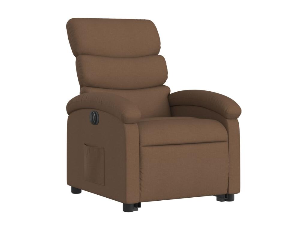 Sillón eléctrico reclinable elevable de tela marrón