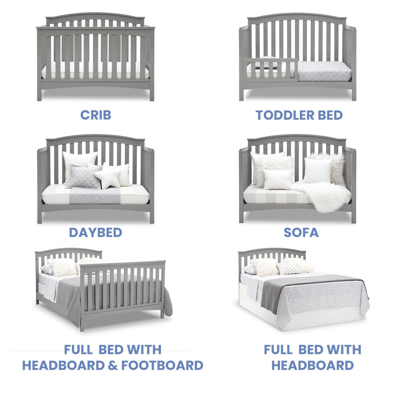 Delta Children Waverly 6-in-1 Convertible Baby Crib. Grey - Image 8