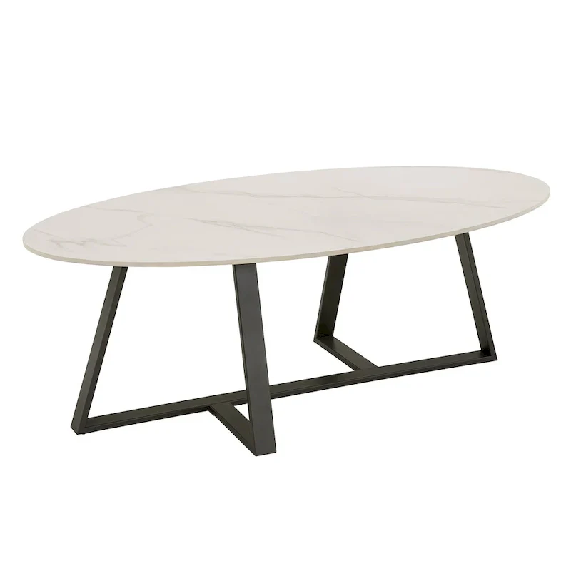 iNSPIRE Q Modern Jurmala Glossy Sintered Stone Tables with Grey Metal Base