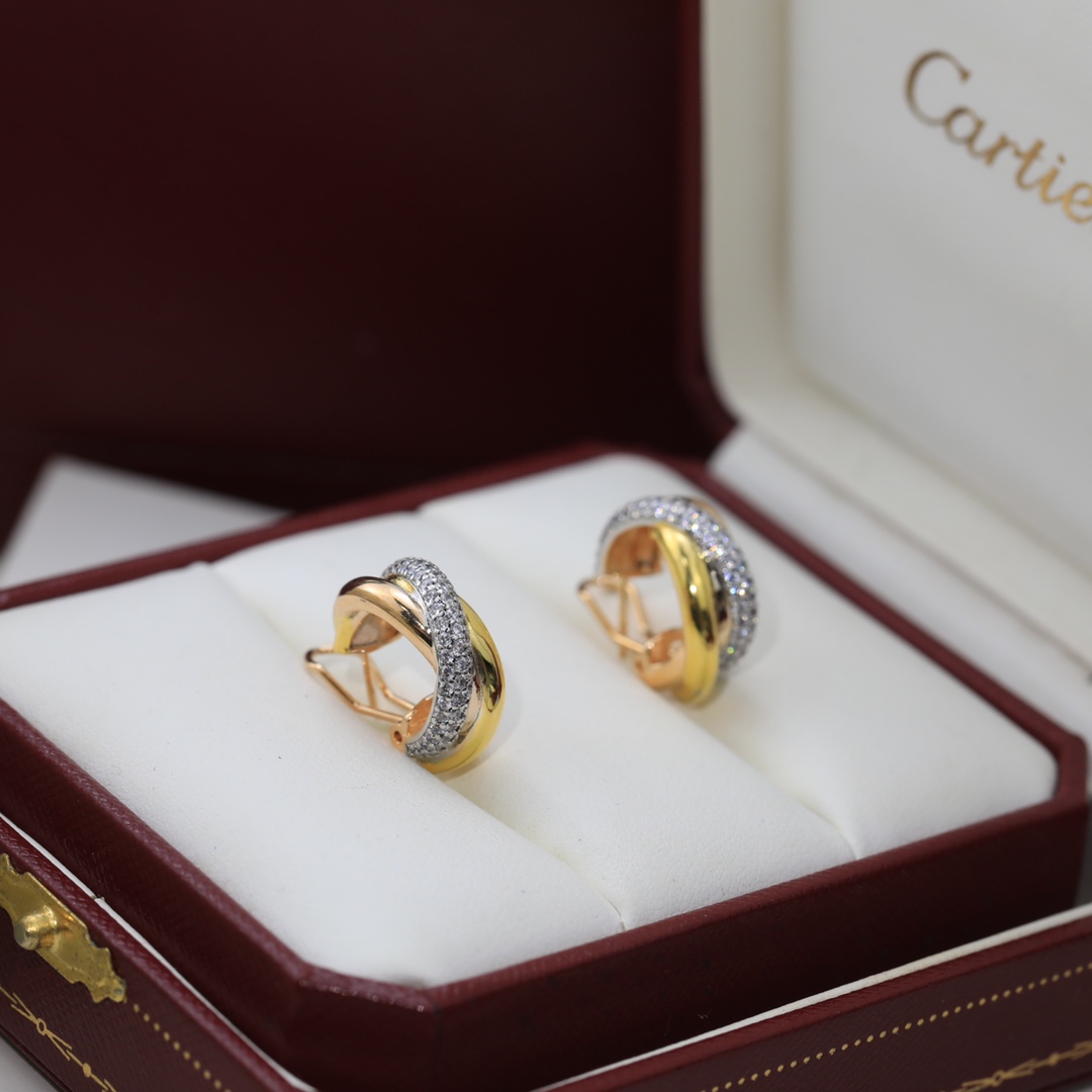 Cartier Mixed 3 Metal Color Trinity Earrings - Original Replica Club