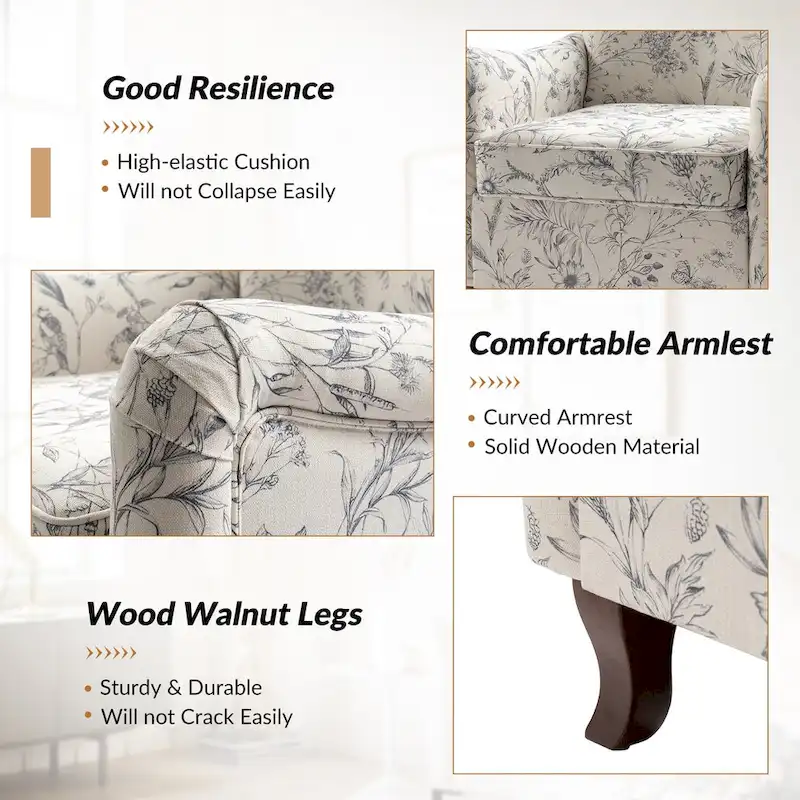HULALA HOME Samouel Contemporary Floral Wingback Armchair