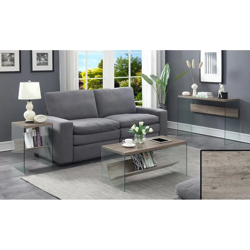 SoHo Glass End Table with Shelf by Convenience Concepts