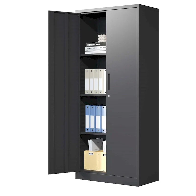 Steel Tool Storage Cabinet with Doors and 3 Shelves - Metal Garage Organizer