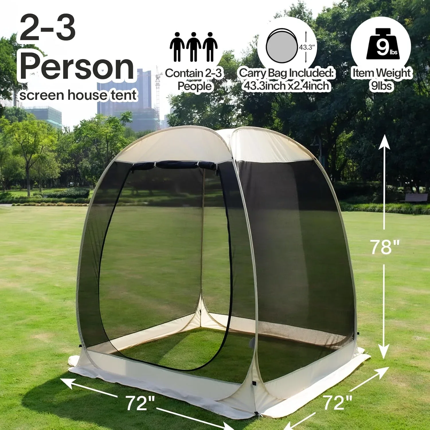 Screen gazebo sleeps 6-10-15 people Igloo-style canopy tent mosquito net on the sides Perfect