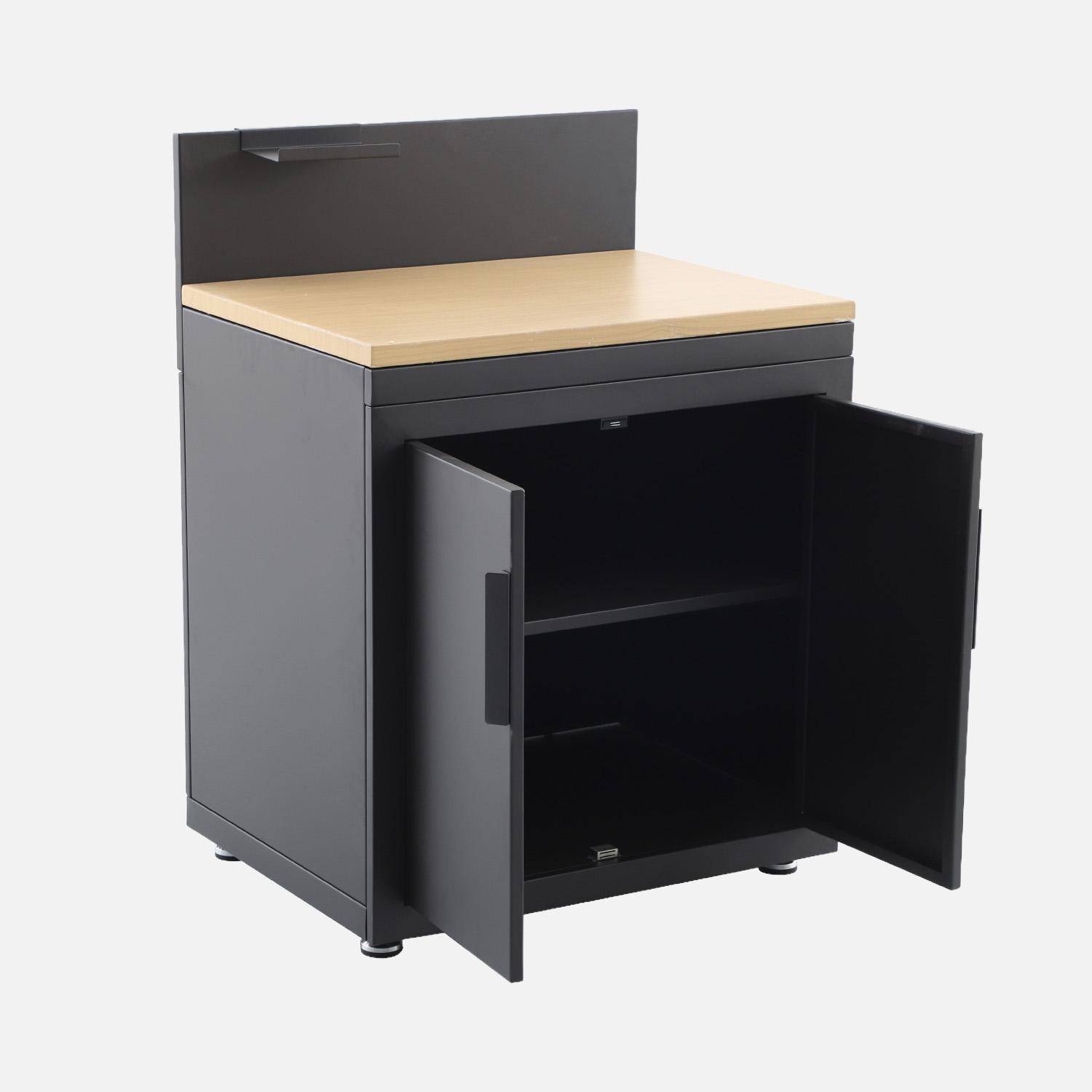 Milos - Cocina exterior de acero y decoración de madera 2 puertas 1 gancho, 80cm