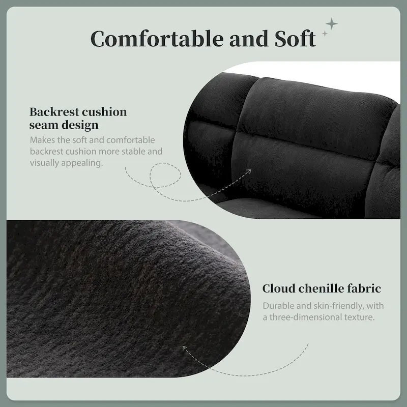 110-Inch L-Shaped 5-Seater Sectional Sofa with Removable Ottoman, Cloud Chenille Fabric, and 5 Cushions