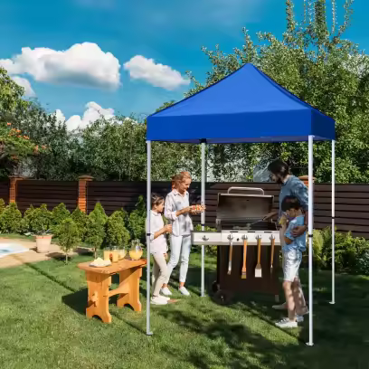 EAGLE PEAK 5x5 Pop up Canopy Tent Instant Outdoor Canopy Easy Set - up Straight Leg Folding Shelter（blue）