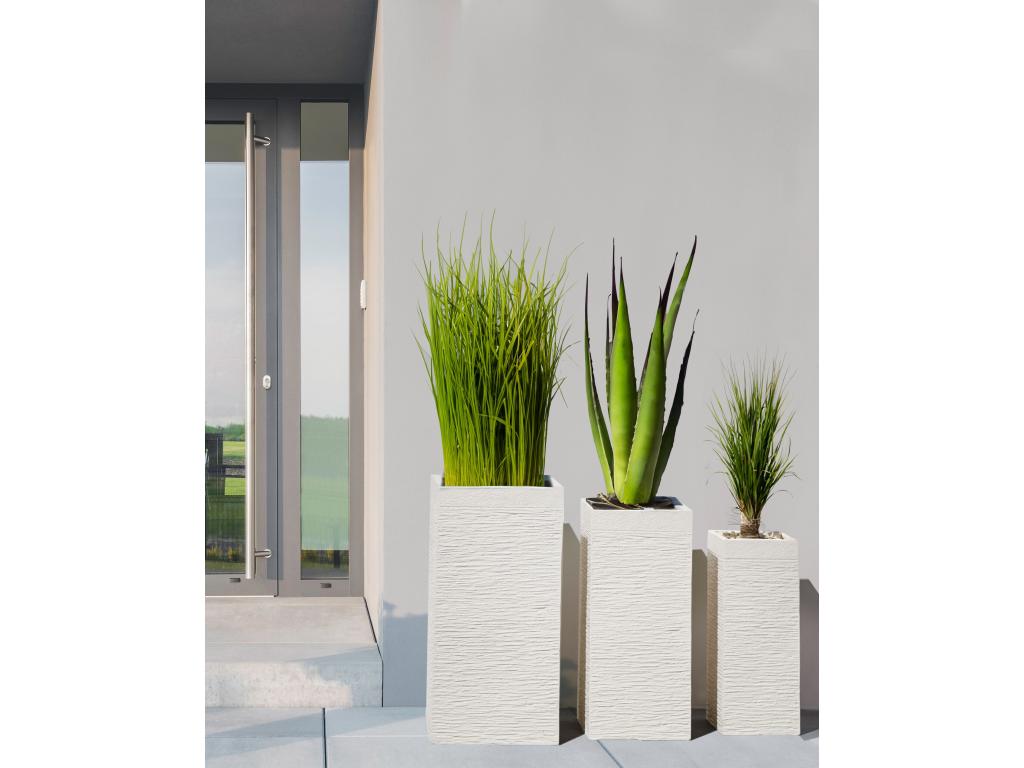 Maceta de fibra de arcilla beige claro 26 x 26 x 60 cm DION