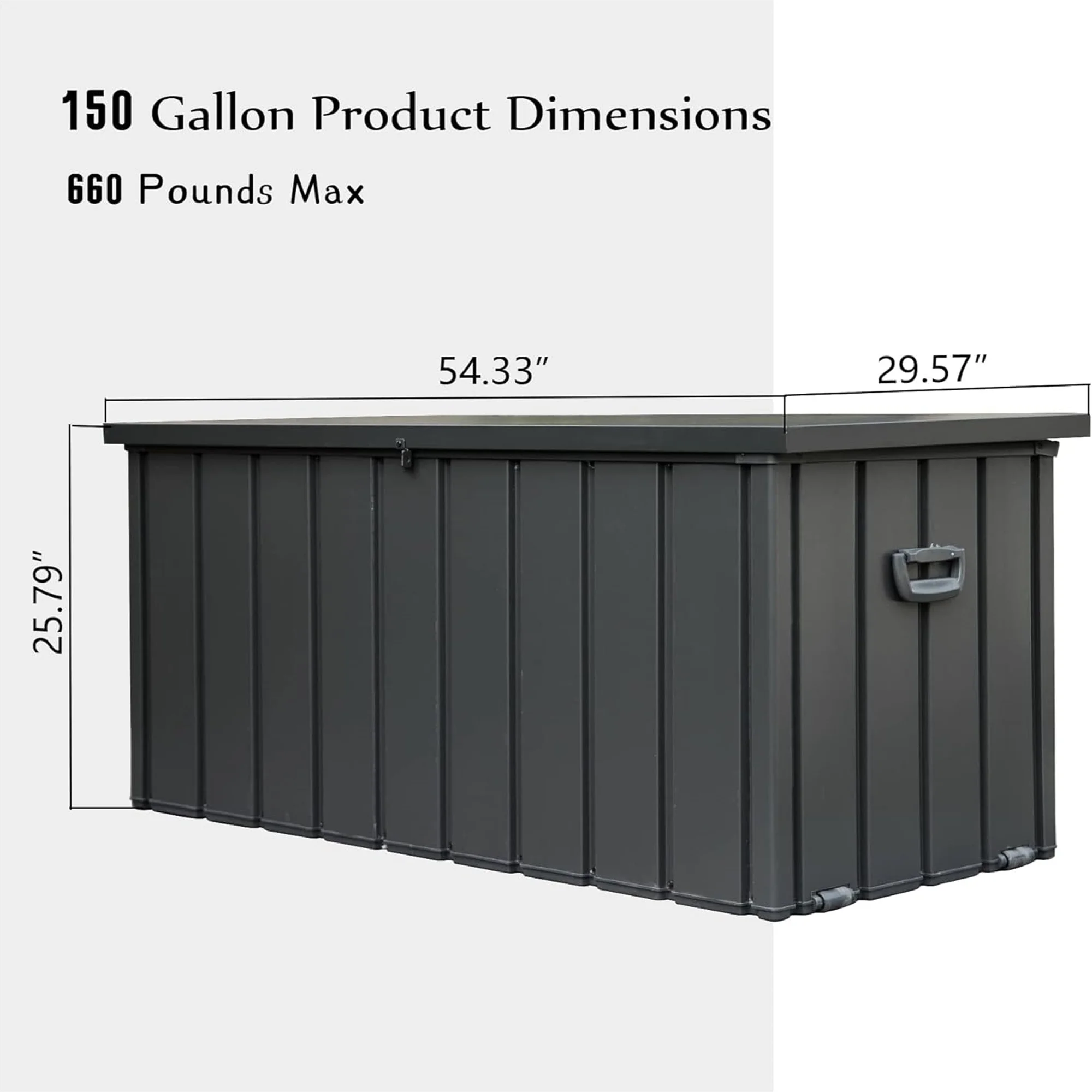 100 Gallon Outdoor Storage Deck Box Waterproof, Large Patio Poolside Storage Bin for Outside Cushions, Throw Pillows, Garden Tools (Dark Gray) - Image 18