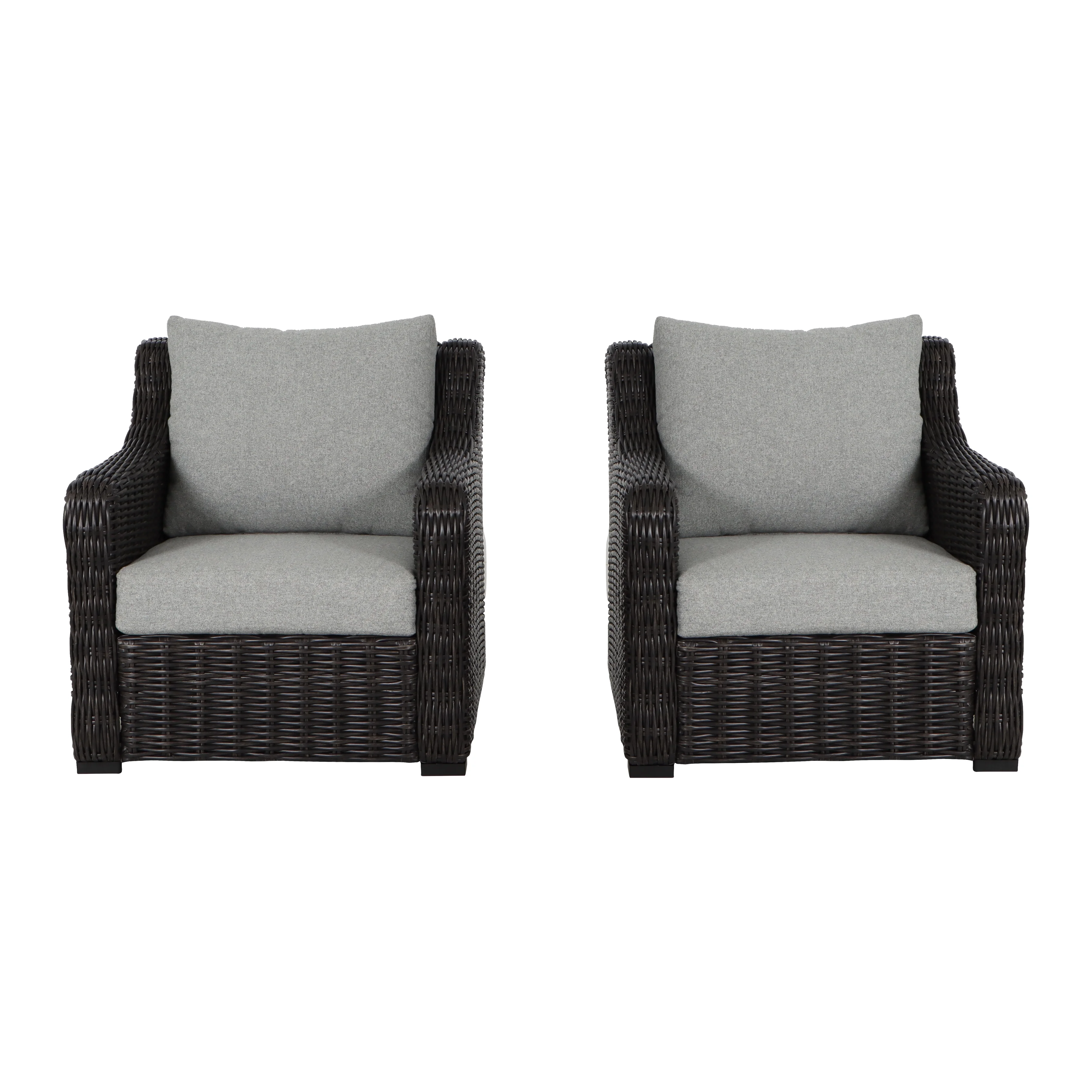 Better Homes & Gardens Bellamy 2-Pack Outdoor Wicker Club Lounge Patio Chairs, Dark Brown - Image 4