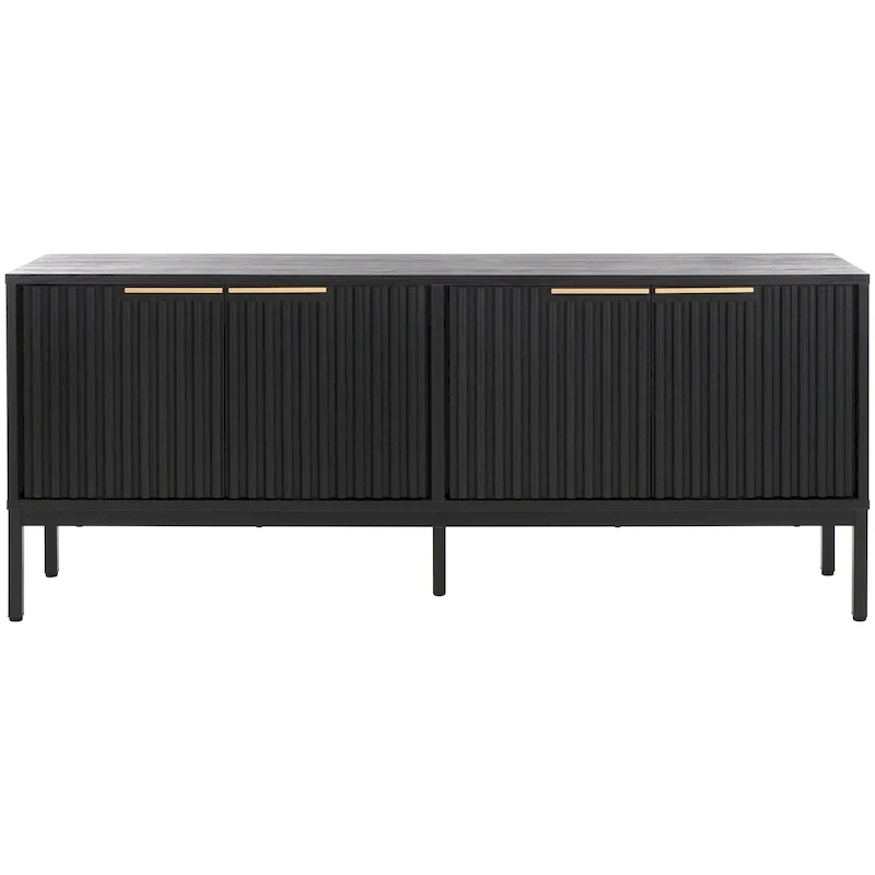 Mid Century TV Stand with Tambour Doors and Storage Drawers