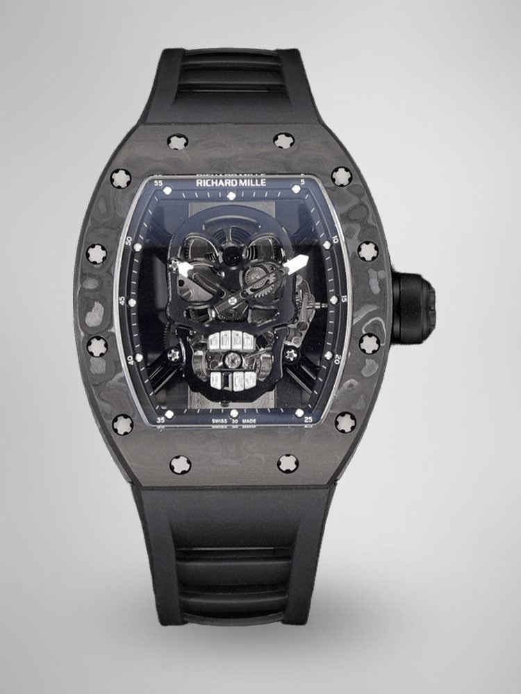 Replica Richard Mille RM 052 Black Carbon Fiber Case Skeleton Skull Dial Men’s Luxury Watch