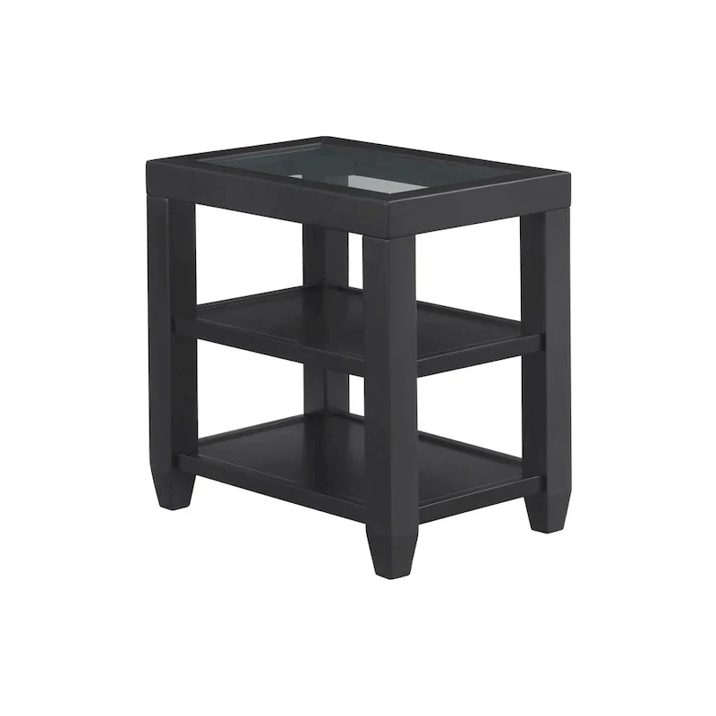 Cordero 16-Inch Wide Wood and Glass Top Chairside End Table with Shelf Storage