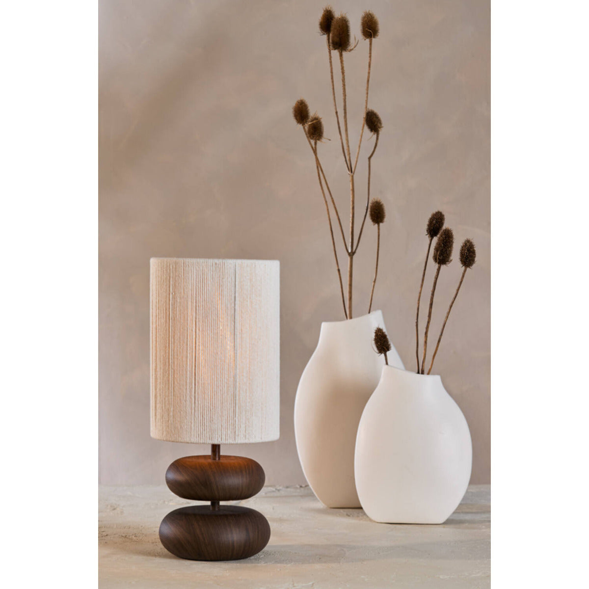 Light & Living - Danialo tafellamp ø22x50,5 cm hout - bruin+crème