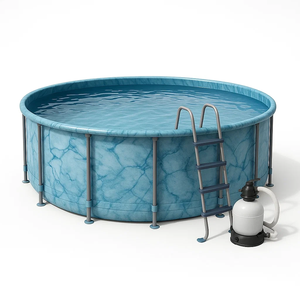 Piscina tubular redonda desmontable de acero 358x98 cm azul/gris con filtro y escalera XkddJre257EX