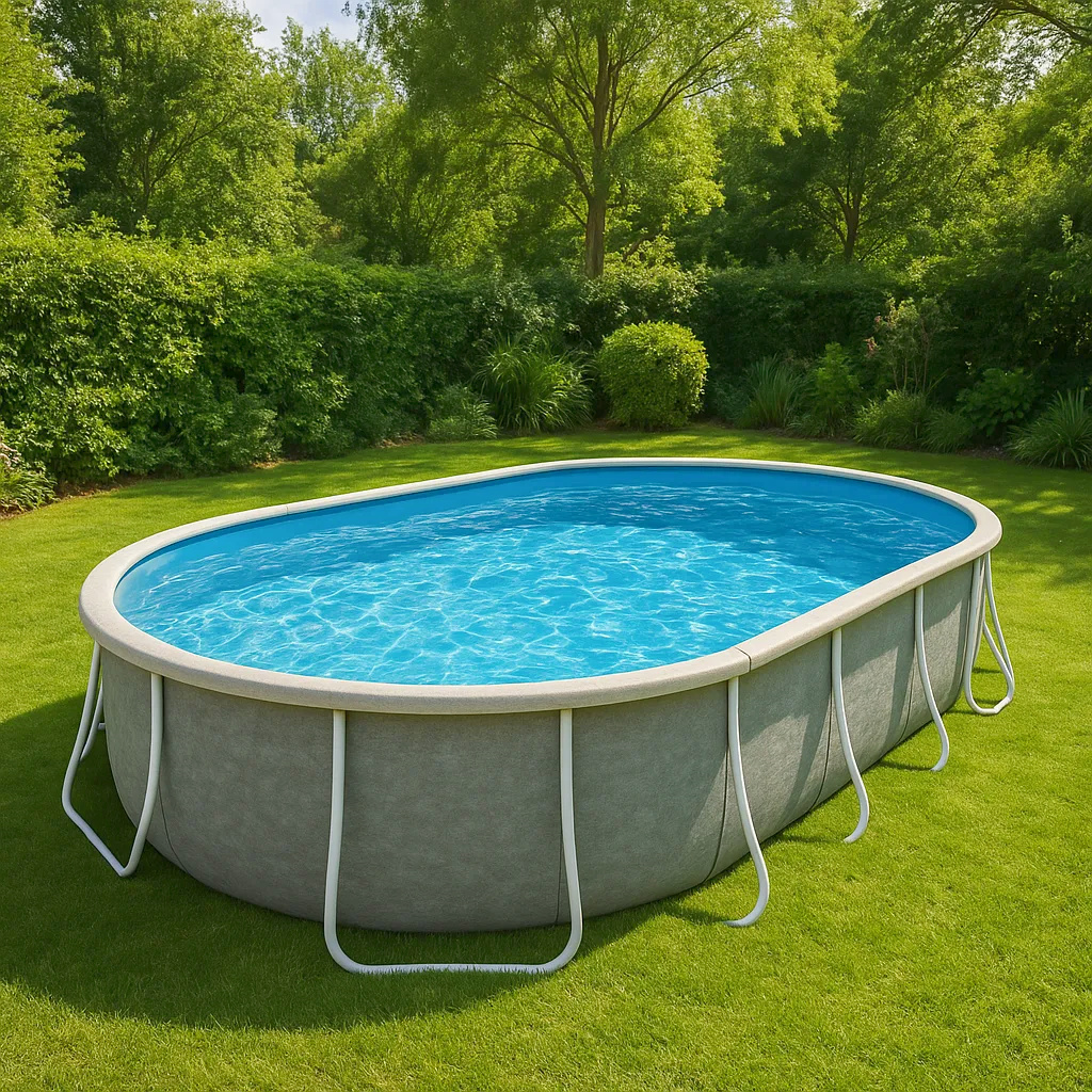 Ovalada Sí Piscina PVC Metal Jardín Piscina tubular ovalada gris claro PVC y metal para jardín 488x305x107 cm HPCTfIF617wE