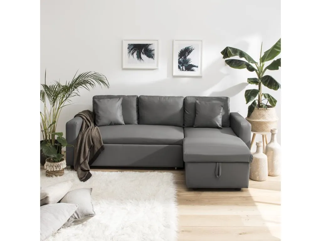 Sofá cama de polipiel 3 plazas color gris Casabellaes TYRX47212