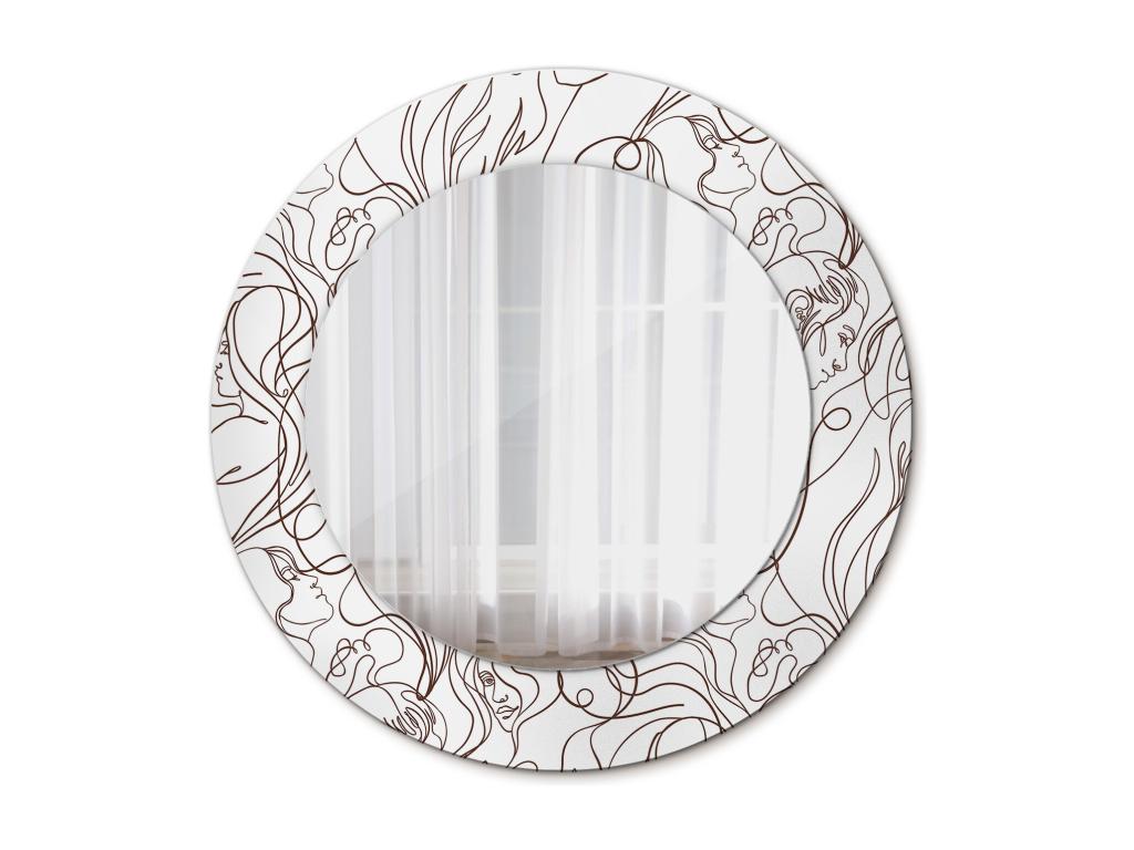 Espejo decorativo redondo - Caras de líneas - 50 cm