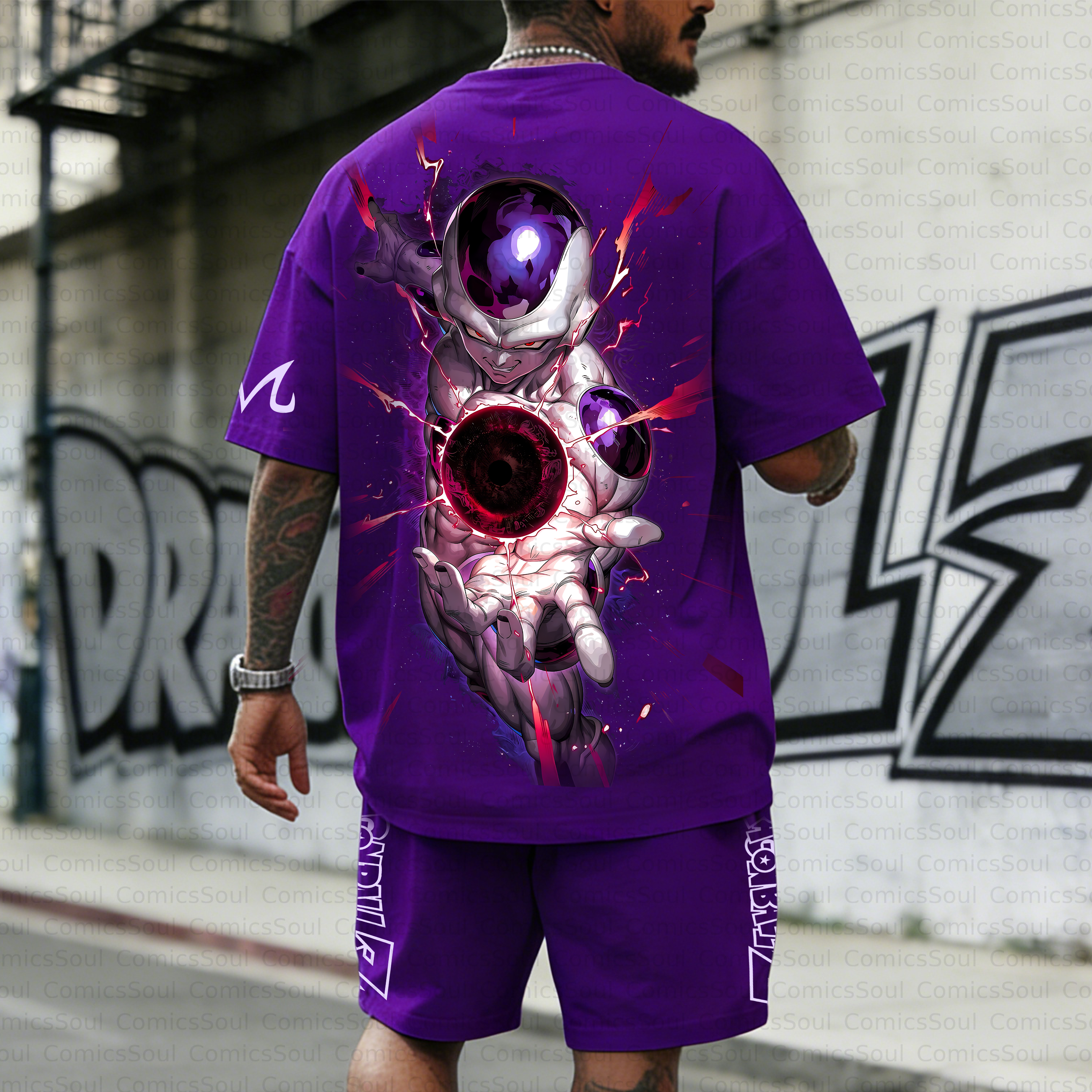 Unisex Anime Inspired Vintage T-shirt& Shorts 2 Pieces Set