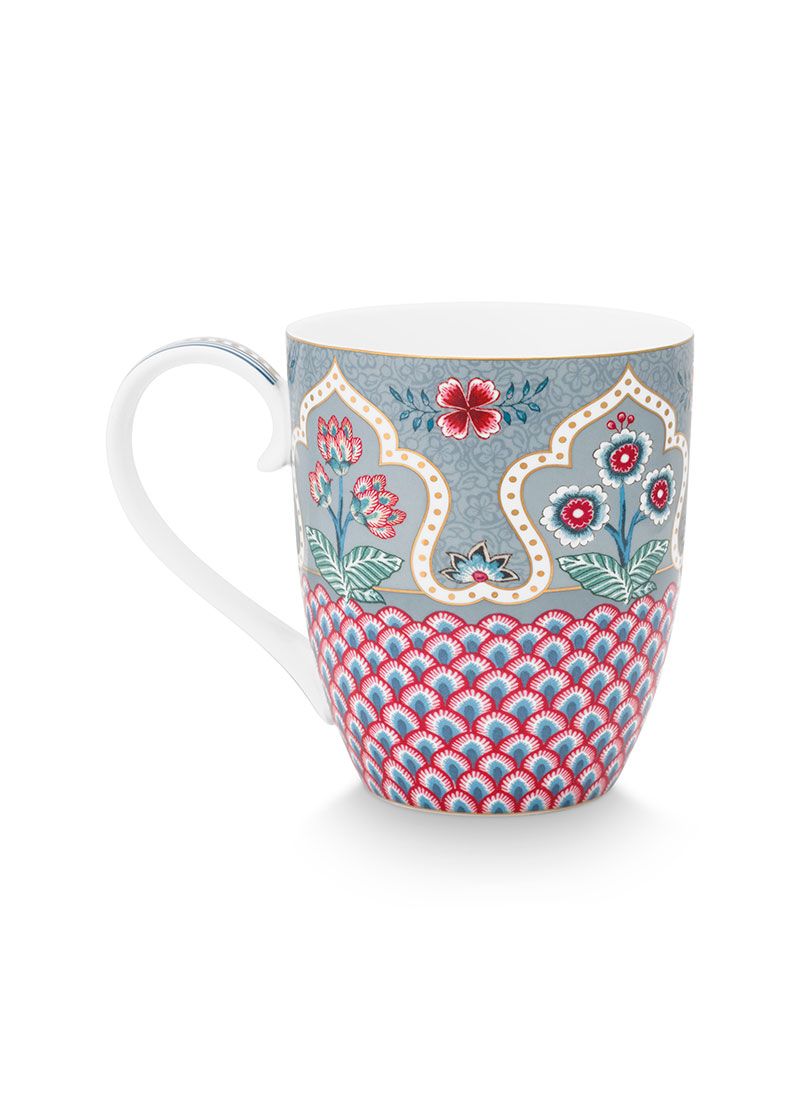 Mug XL Flower Festival Scallop Deco Light Blue
